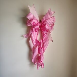 Handmade Pink Gingham Ribbon Bow